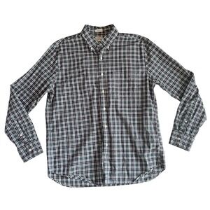 J. Crew Men's Size L Button Up Shirt‎ Classic 100's 2-Ply 100% Cotton Plaid Blue